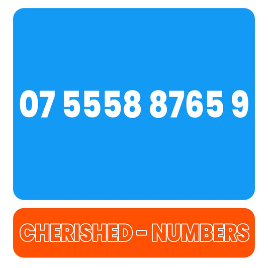 07 5558 8765 9 Gold UK VIP Mobile Phone Number Sim